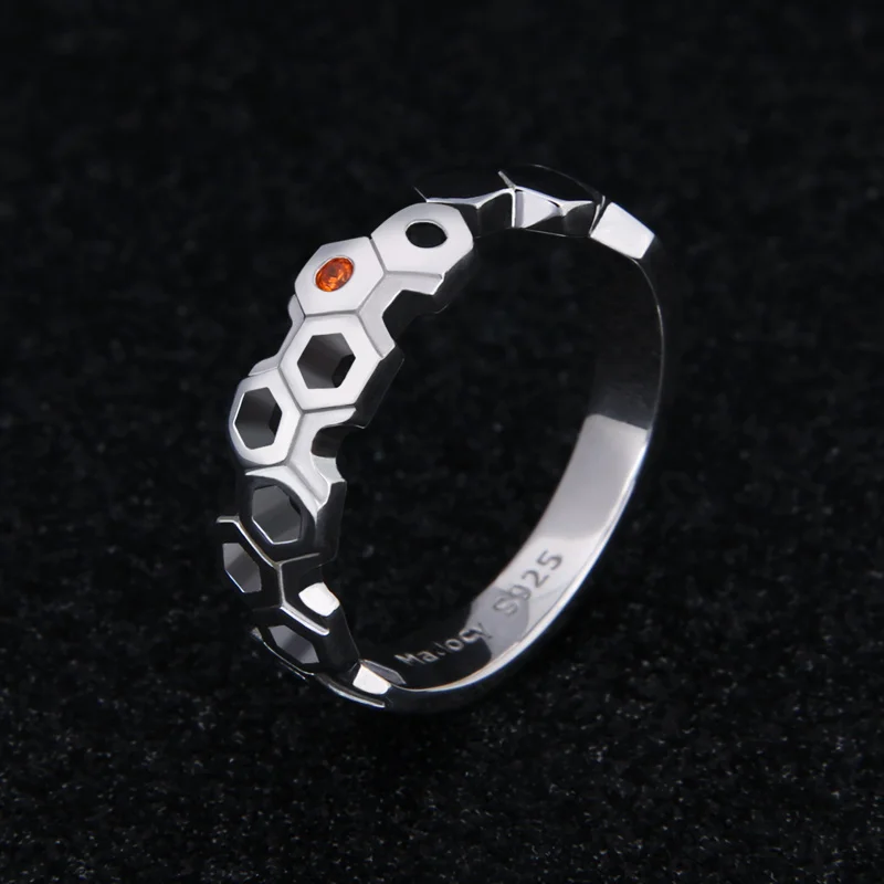 

Guilty Crown GC OUMA SHU Hollow Hexagon Geometry Anime S925 Silver 53.4mm US Size #7 Cosplay Prop Daily Cos Gift N1