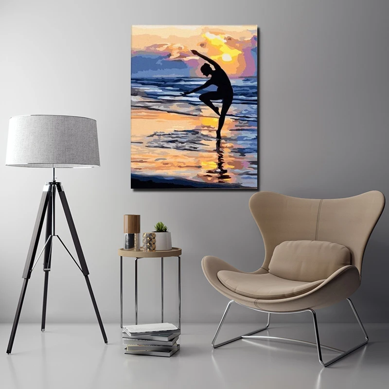 

Canvas Painting By Playing Beach Ballet DIY Digital Painting Wall Art Painting Wall Picture For Living Room Home Decor Artwork