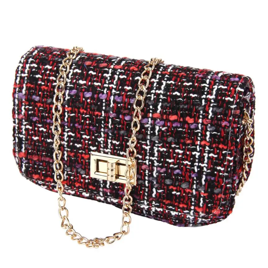 Роскошная дизайнерская женская сумка-мессенджер из полиэстера с цепочками, сумка на плечо для девушек, Повседневная маленькая сумочка Harsp, женская сумка, вечерние Cluch# YL5 - Цвет: Красный