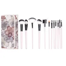 12Pcs Makeup Brush Set Synthetic Professional Makeup Brushes Foundation Powder Blush Eyeliner Brushes With Flower Pattern Case
