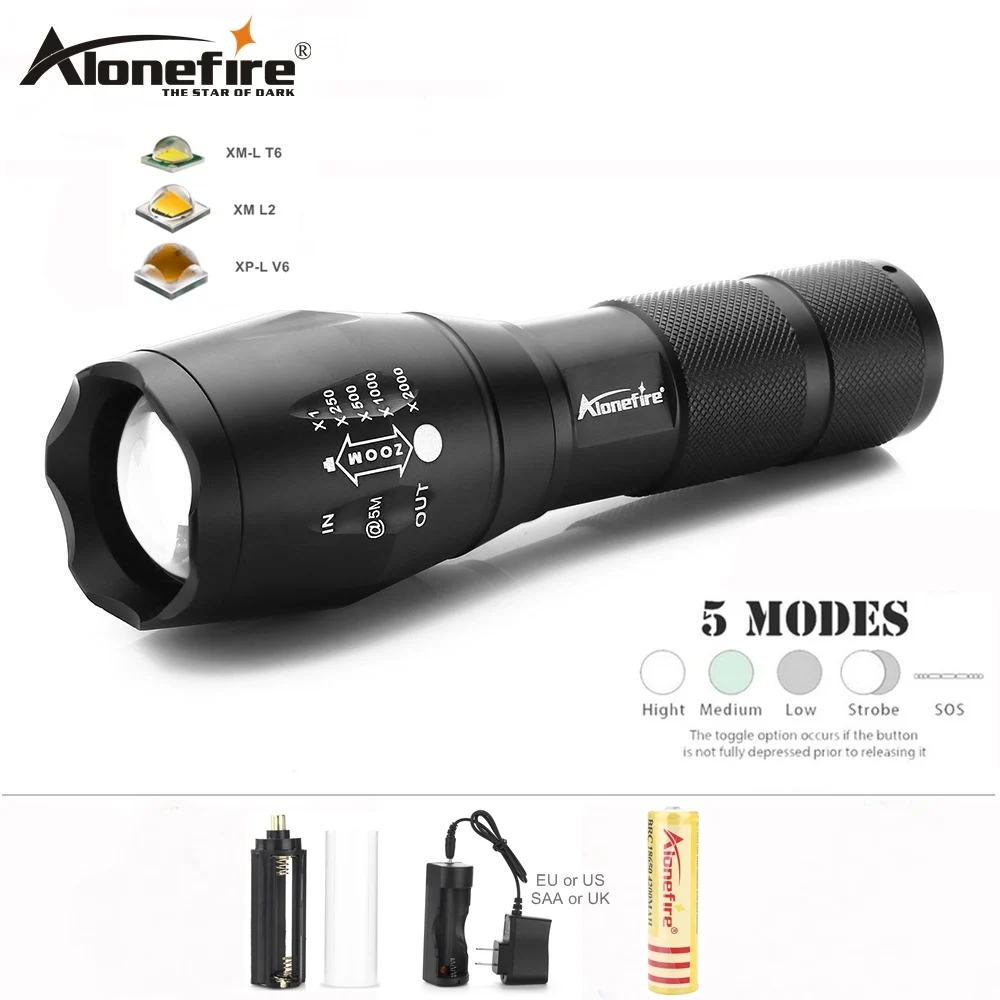 

AloneFire G700 Tactical Flashlight CREE XM-L T6 L2 U3 LED Zoom floodlight lantern Travel Torch AAA 18650 Rechargeable Battery