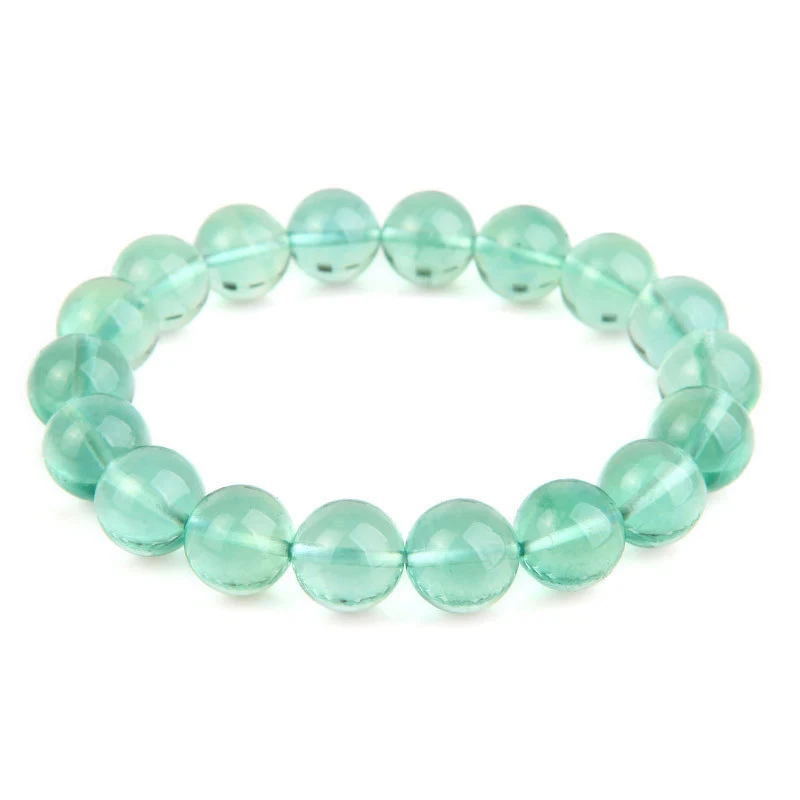 

Natural Blue Green Fluorite Bracelet Dream Blue Handmade Ethnic Folk Original Design Natural Crystal Bracelets