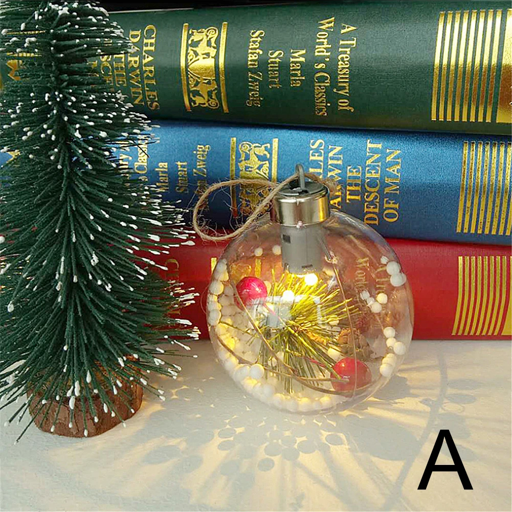 8 см прозрачный пластиковый светодиодный Рождественский шар, креативный праздничный декоративный светильник в виде снежинки, украшения для рождественской елки