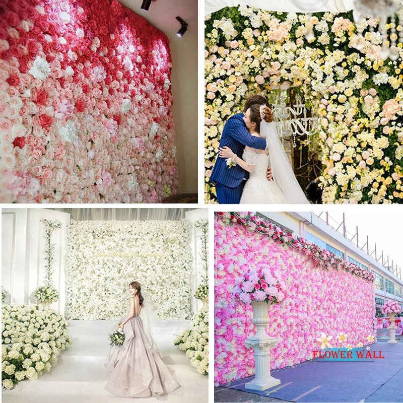 

Artificial Flower Wall Decoration Silk Rose Hydrangea for Wedding Backdrop Decor Artificial Flower for Wedding Decor 40*60cm