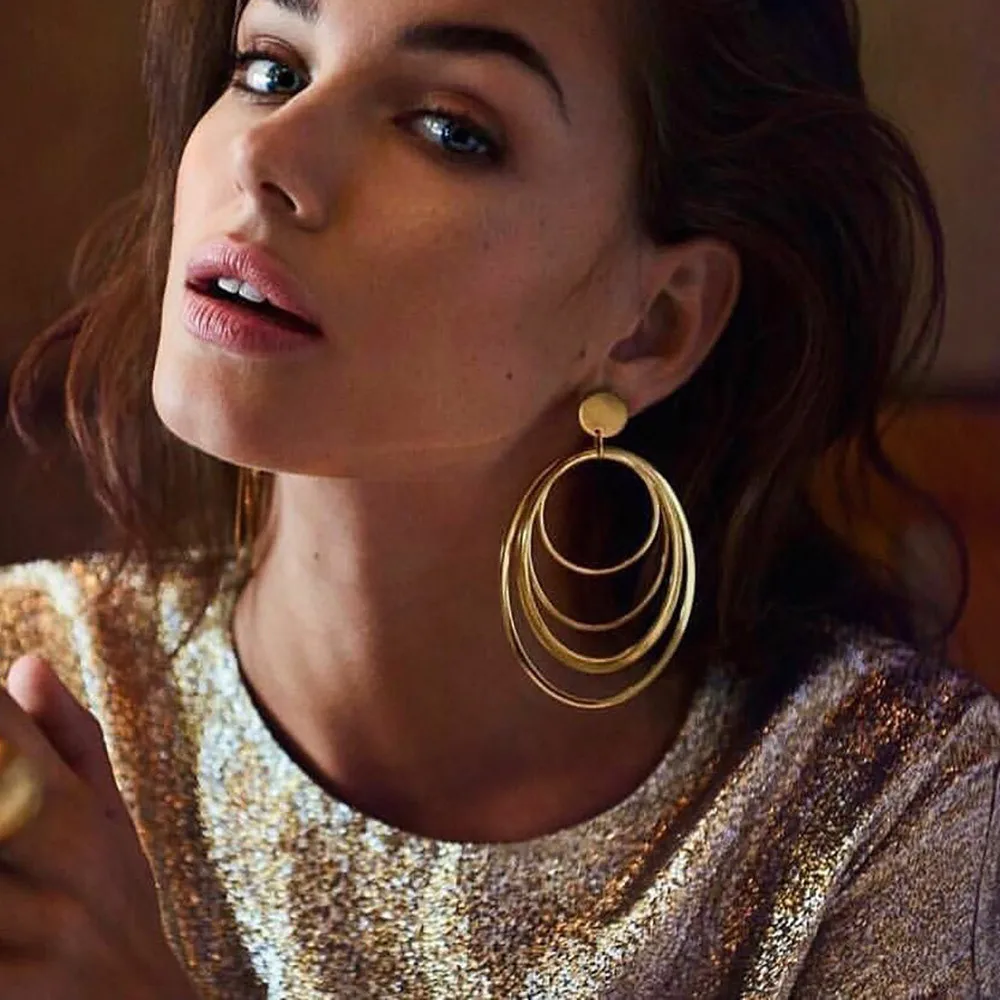 

Zerotime #H5 2019 FASHION Women Retro Exaggerated Spring Earrings Alloy Geometric Size Circle Earrings Brincos hot Free Shipping