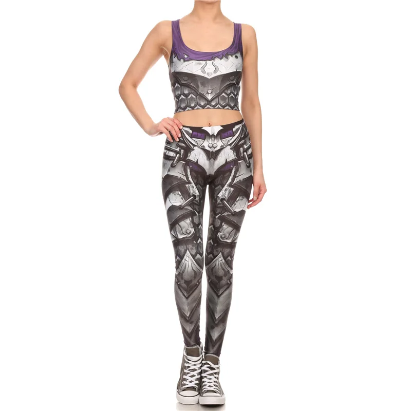 

NEW 1576 Girl leggins WOW Horde and Alliance Cosplay Prints Women Yoga Leggings & Crop Top Vest GYM Fitness Sport Suit Yoga Sets