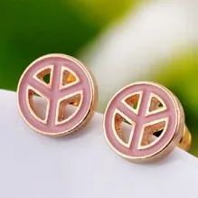

24pairs/lot Wholesale Free Shipping Fashion accessories oil Peace Symbol women's stud earring Cure Peace Earrings