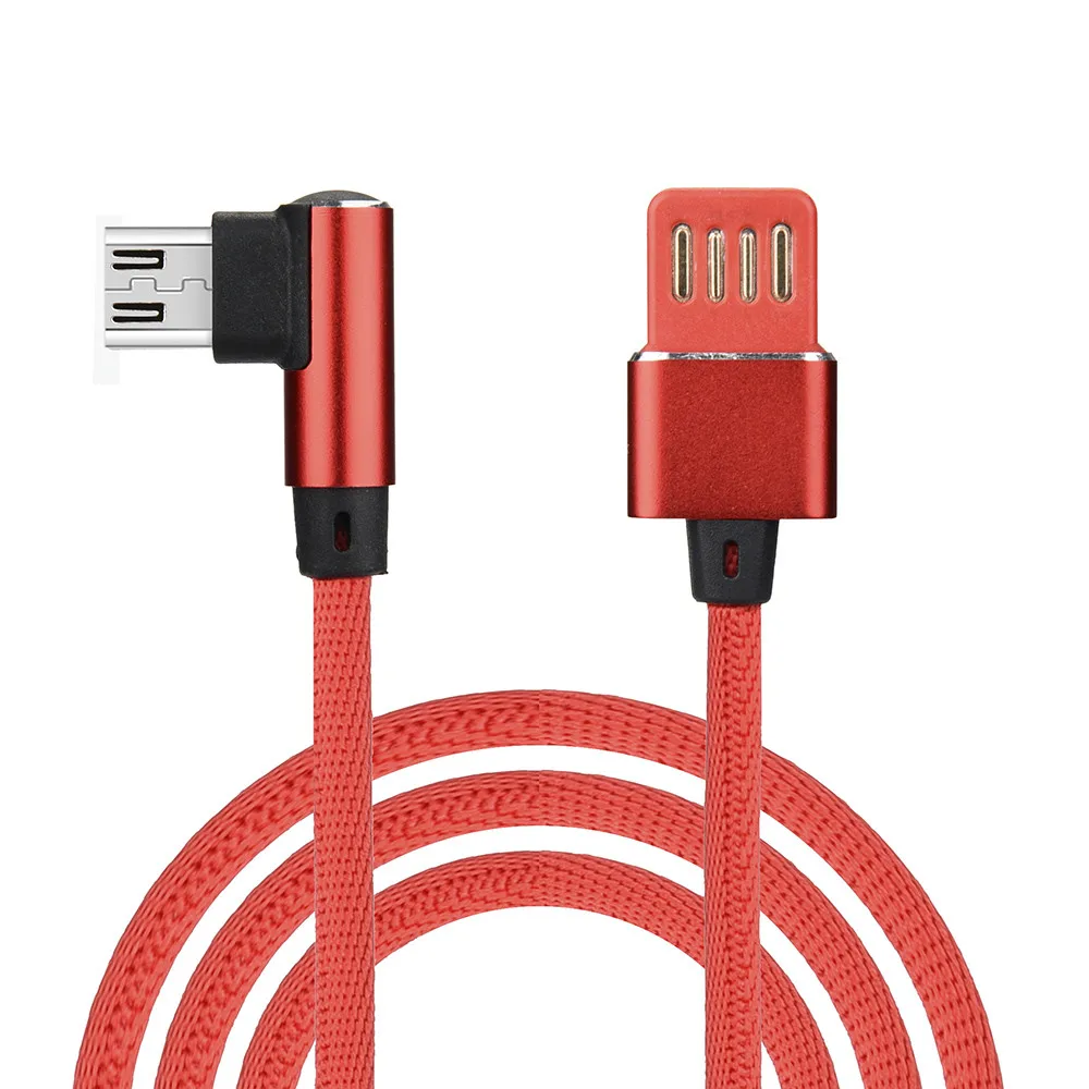 1 м Micro USB кабель для телефона с нейлоновой оплеткой Micro USB 90 градусов под прямым углом 2A быстрая синхронизация данных Зарядка универсальные кабели для телефона# YL5