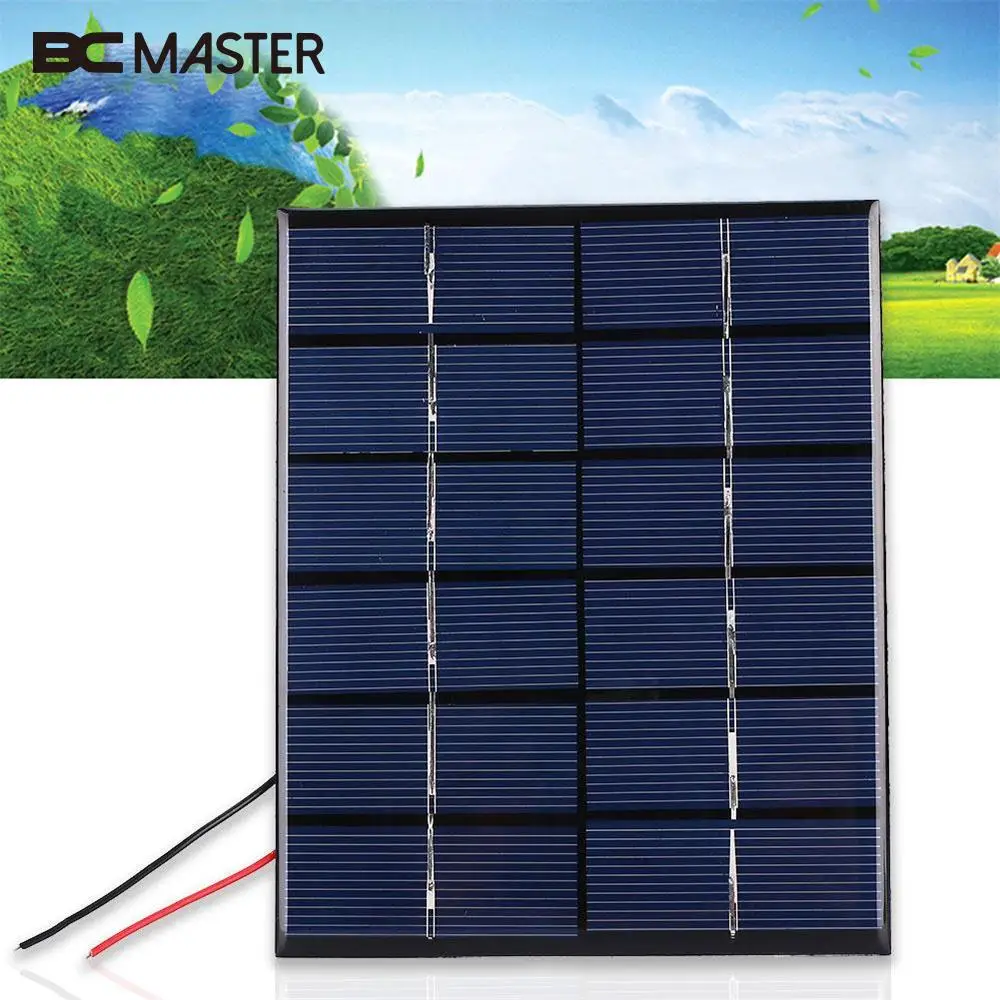 BCMaster 2W DC 6V мини солнечная панель кабель эпоксидные поликристаллические солнечные батареи для зарядки DIY модуль наружное зарядное устройство на солнечных батареях зарядка