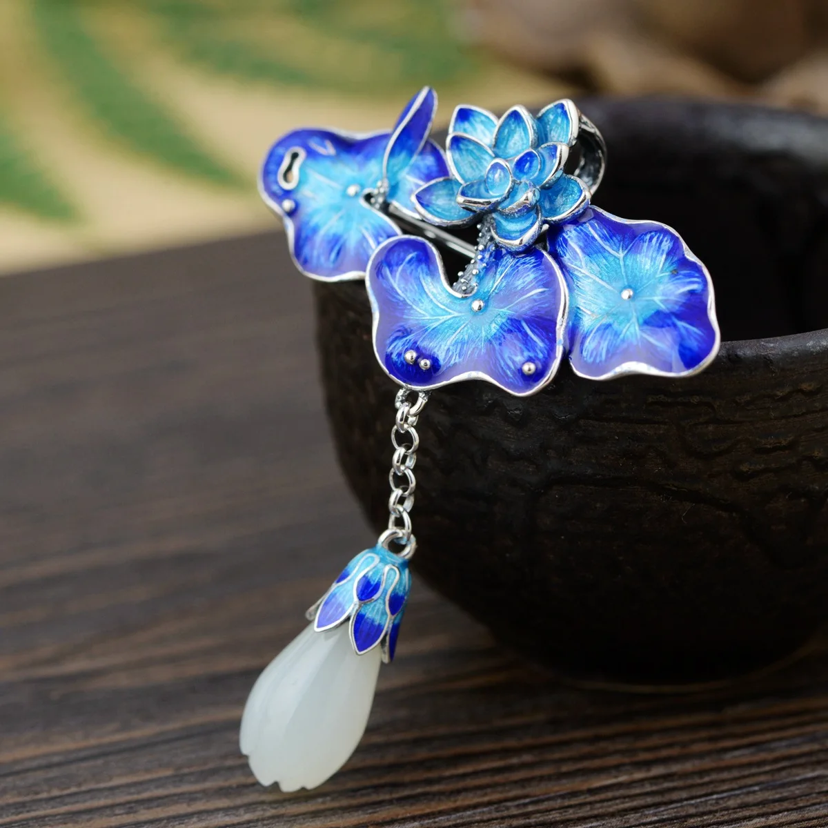 Thai Silver Lotus Brooch Pendant Tassel Flower Enamel Silver Brooches Flowers Natural Stone Chinese Style Pins Jewelry SBH0006 Thai Silver Lotus Brooch Pendant Tassel Flower Enamel Silver Brooches Flowers Natural Stone Chinese Style Pins Jewelry SBH0006