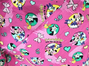

Cotton lovely Minnie Daisy figaro in pink DIY fabric curtain cloth pillow width 110cm sewing home textiles decoration 1 yard