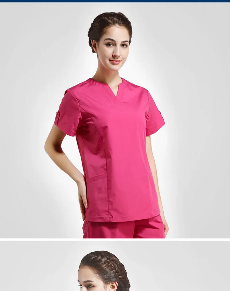 Новый униформа медсестры Для женщин медицинский скраб наборы Костюмы Рубашка с короткими рукавами хирургических халатов зубные Красота