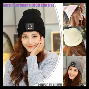 

200pcs!Men&Women Beanie Top Quality Hip-hop Slouch Unisex Knitted Cap Winter Snap Slouch Bonnet Hat,with Music Earphone LOGO