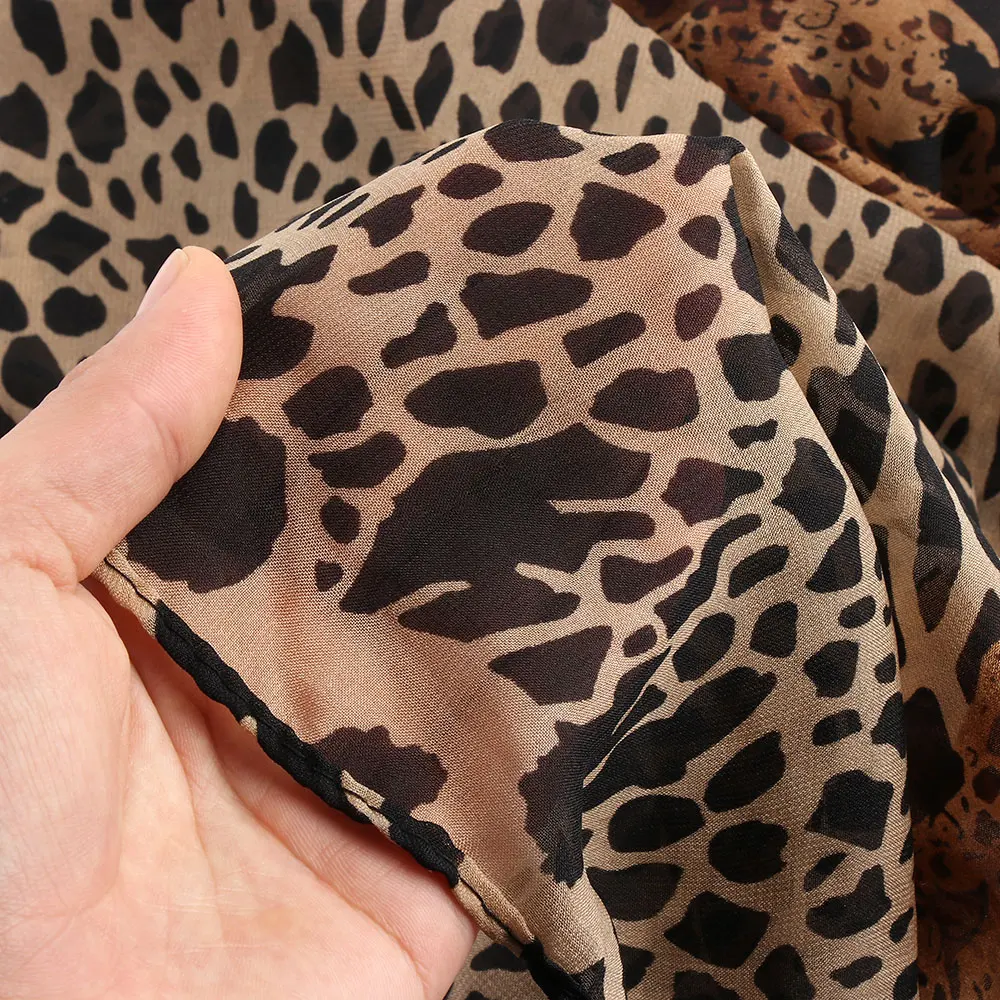 Элегантный Модный женский длинный шелковый шарф, женский сексуальный леопардовый платок, Шелковый шифоновый шарф 160 см* 70 см, весенний осенний Шелковый шарф