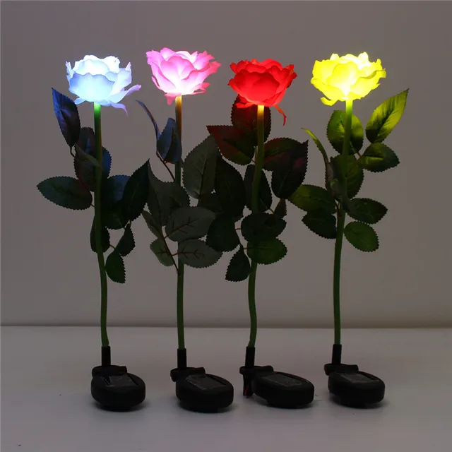 Smuxi Solar Rose Flower Led Light Waterproof Garden Smuxi Solar Rose Flower Led Light Waterproof Garden Stake Landscape Lamp Outdoor Yard Control