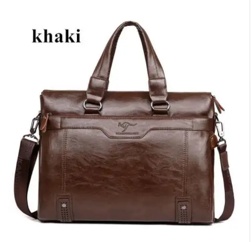 Мужской повседневный портфель, деловые кожаные сумки через плечо, сумка для компьютера, ноутбука, мужские дорожные сумки, сумки - Цвет: cross khaki