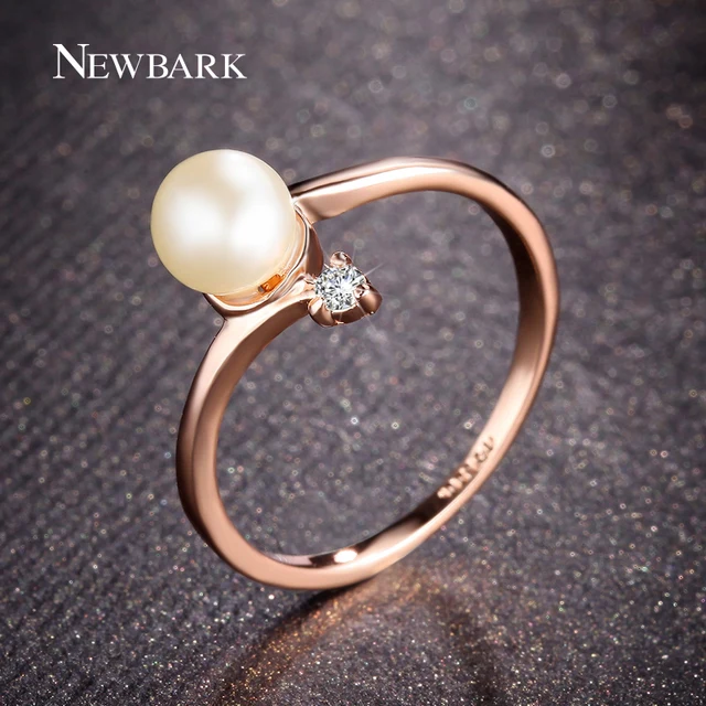 NEWBARK Fashion Rose Gold Color 1Pcs Simulated Pearl And 1pcs Tiny Rhinestones A NEWBARK Fashion Rose Gold Color 1Pcs Simulated Pearl And 1pcs Tiny Rhinestones A