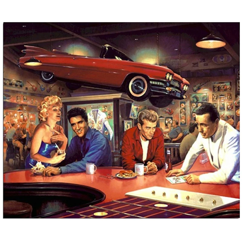 

5D Diy Diamond Painting Cross Stitch Monroe and Elvis Presley Home Decor Full Rhinestones Mosaic Inlay Diamond Embroidery CF499