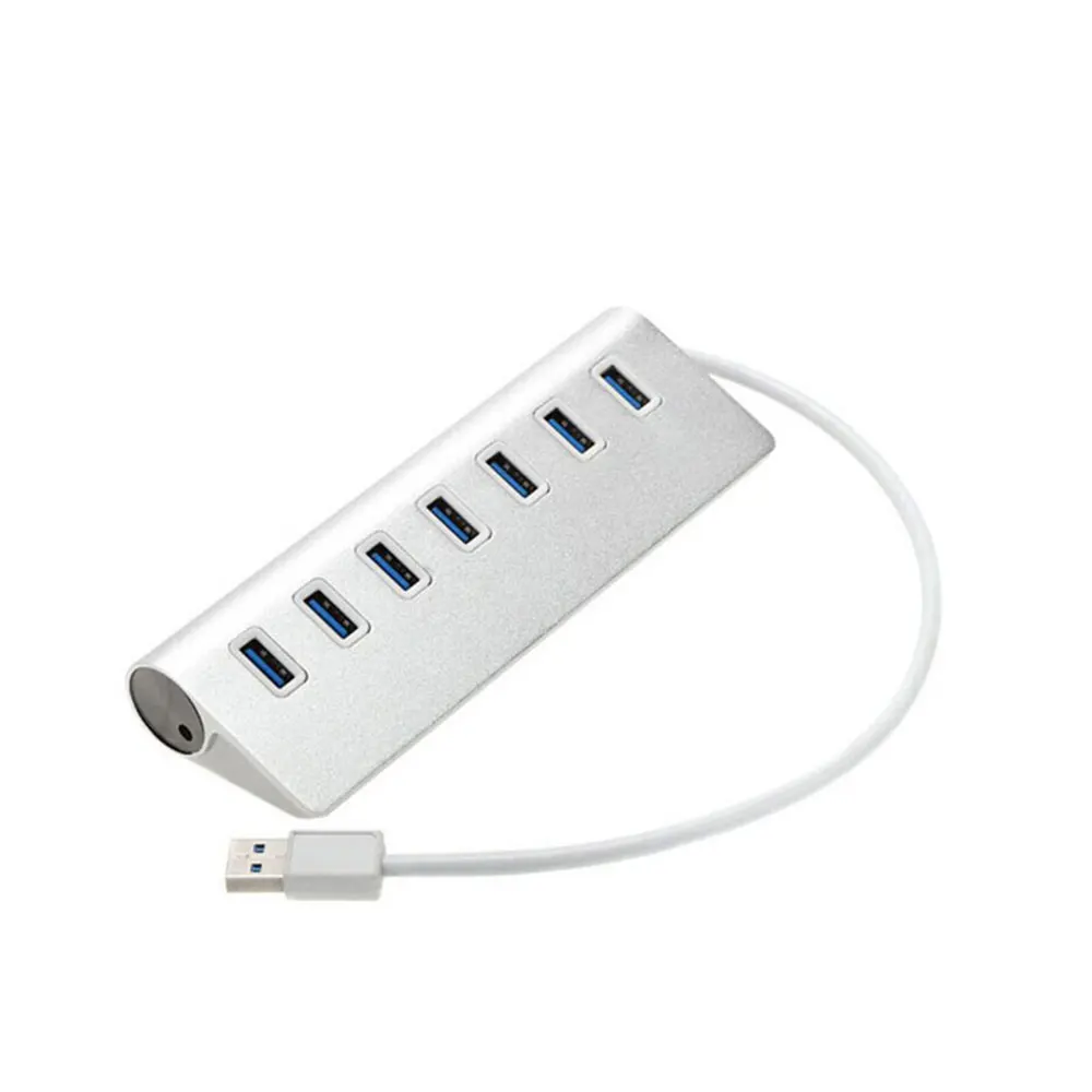 Leadzoe USB 3.0 концентратор 7-Порты и разъёмы Портативный высокое Скорость Алюминиевый USB HUB с USB3.0 Кабель Для iMac, MacBook, MacBook Air and More серебро
