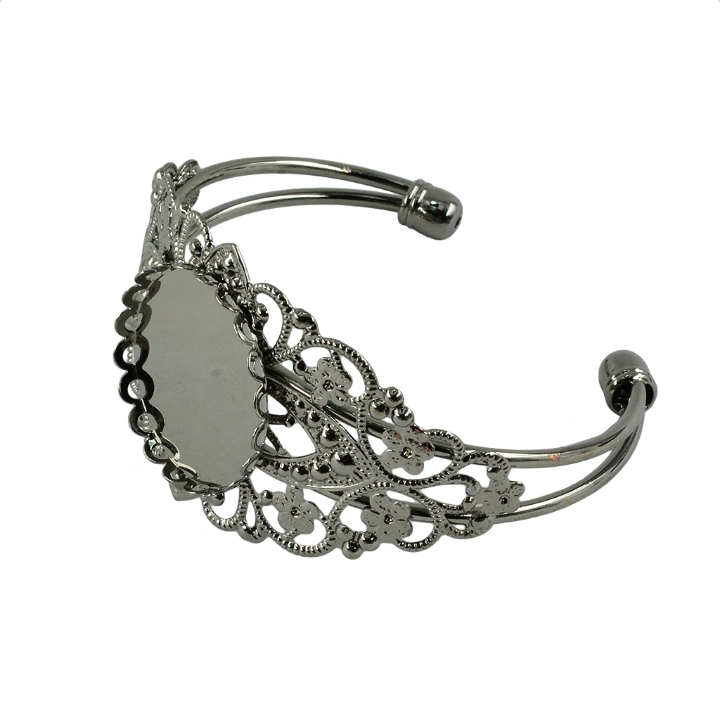 4pcs Brass Bracelet Blank Setting Base Fit 25mm Glass Cabochon Bezel Tray