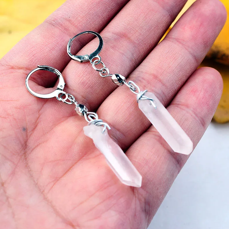 

1 Pair Irregular Natural Stone Couple Key Chain Silver Color Healing Crystal Handmade Key Chain For Lovers