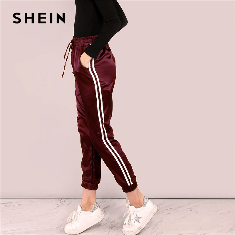 SHEIN Стильные Спортивные Брюки С Отделкой Модные Полоской Сбоку|Брюки |