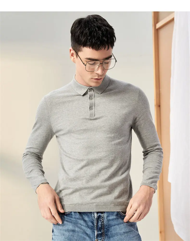 MuLs 2019 Mens Polo Pullovers Business Classic Long Sleeve 100% Cotton Knitted Quality Sweater Polos Male Plus Size 3XL 4XL Tops 07