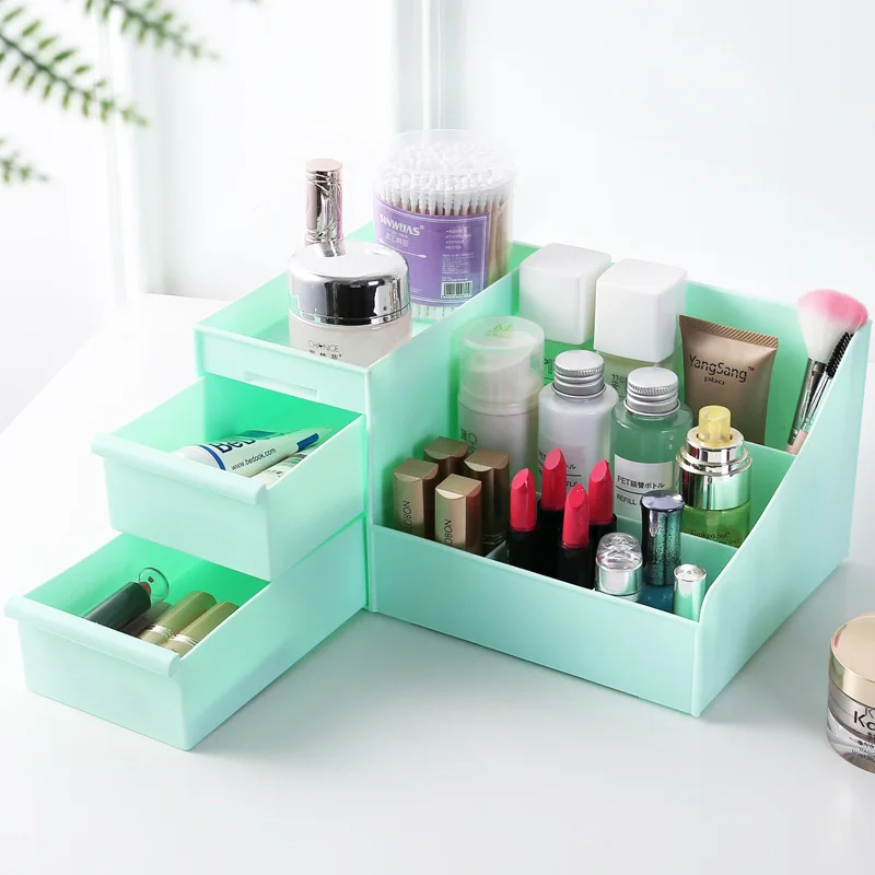 

Plastic Cosmetic Storage Box Makeup Organizer with Drawer Desk Sundries Storage Container Organizer Cosmetic Storage Box
