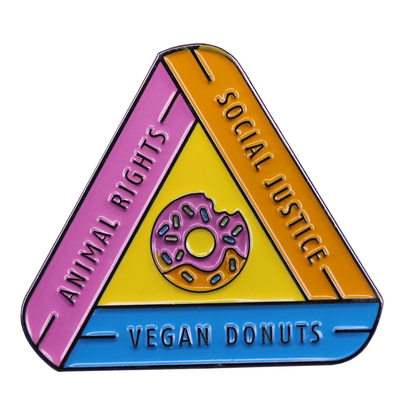 

Vegan donuts badge animal rights social justice pin bright decor