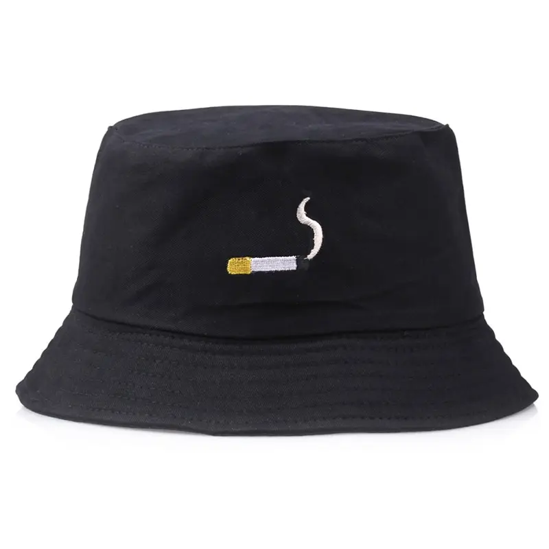 Сигаретная вышивка рыбак шляпа для мужчин женщин Панама Хип-Хоп плоская шляпа черный оранжевый цвет