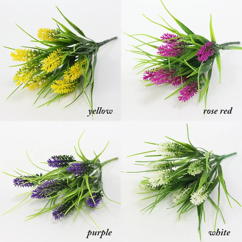 JAROWN Artificial Flower Plastic Fake Flowers Simulation Lavender Bouquet Flores Wedding Decor Home Gardening Decor Accessories (19)
