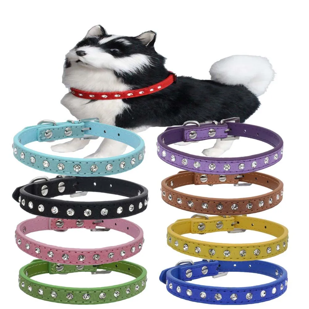 2017 Hot and Fashionable Rhinestones Cow Velvet Dog Collars Multiple