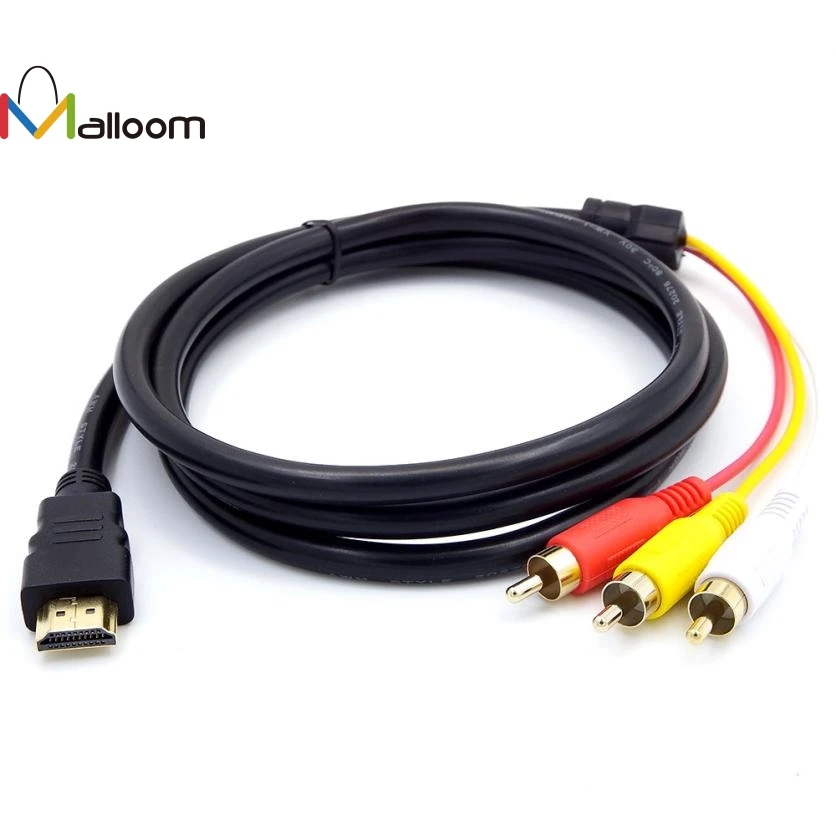 Malloom 2018 Новое поступление HDMI RCA кабель штекер 3RCA AV композитный M/M Соединитель