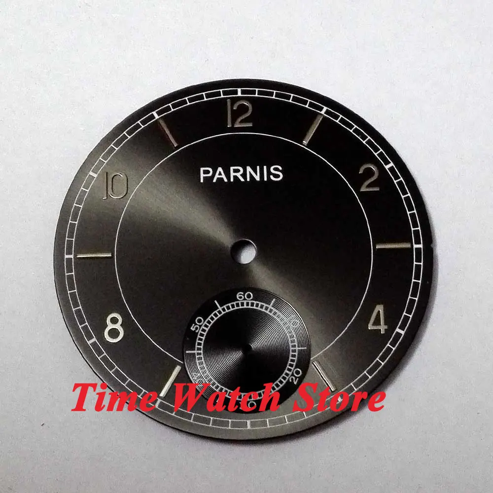 Часы Parnis 38,9 мм с черным циферблатом и серебристыми метками, подходят для eta 6498 movement mes, часы с циферблатом NO2A
