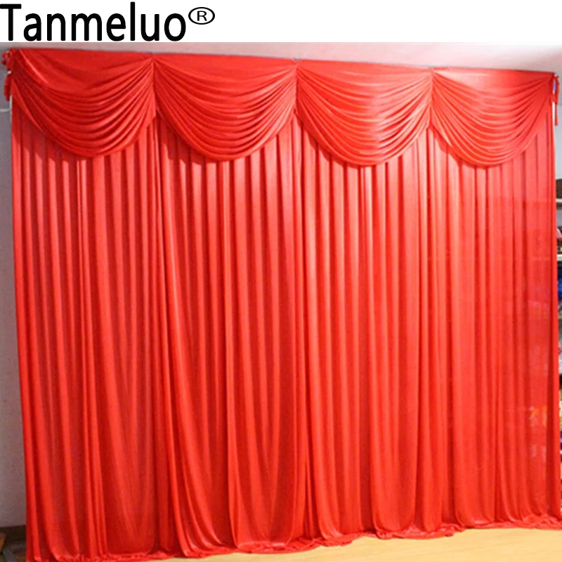 3M x 3M new design red wedding backdrop curtain with swags for sales customized color 