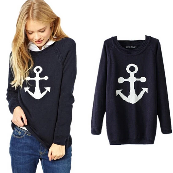 New Arrival Brand Women Sweater Anchor & Bicycle Fashion Winter ...