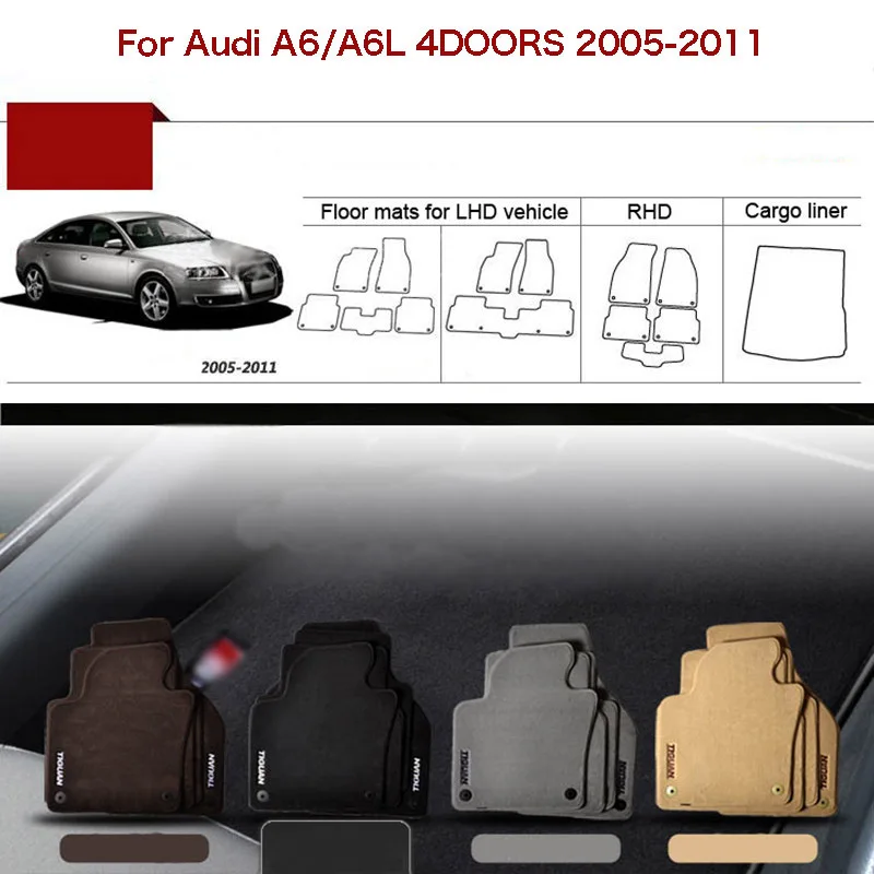 

5pcs 1/2"Thick Solid Nylon Interior Floor Carpet Mats For Audi A6 A6L 2006-2011