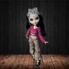 Rosana/Модная Одежда для куклы Monster High; повседневная одежда; костюм куклы; вечерние юбки; кофта и штаны; комплект со штанами - Цвет: Черный