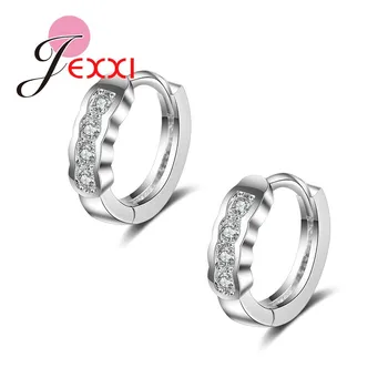 

Women Fashion Jewelry Lady Elegant Silver Rhinestone Cuff Earrings Cute Small Hoop Piercing Accessories Beautiful Gifts