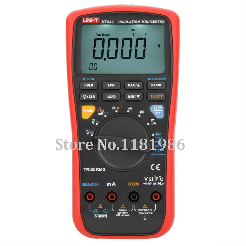 

UNI-T UT533 True RMS Auto Range 50~1000V Insulation Resistance Tester Digital Multimeter Capacitor Temperature Meter Megger
