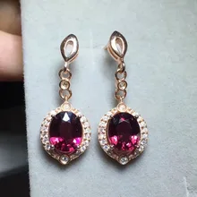 Qi Xuan_Fashion Jewelry_Three различные стили темно-Красного камня Серьги_ S925 Твердые серебряные серьги_ завод прямые продажи