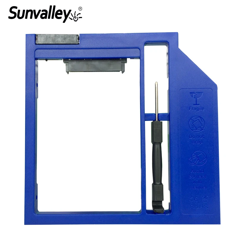 Sunvalley 9 мм/9,5 мм 2nd HDD Caddy SATA III на SATA III 2,5 "SSD HDD корпус пластиковый материал для ноутбука DVD/CD-ROM Оптический Bay