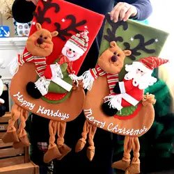 Лидер продаж Рождественский подарок чулки для женщин висит мешок конфет Санта оленей 3D носки Xmas украшения для деревьев
