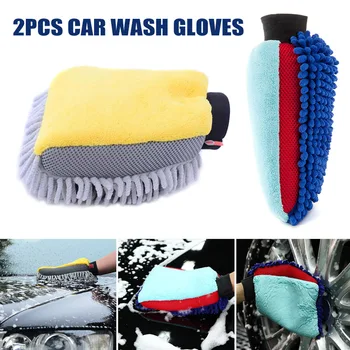 

1pair Microfiber Car Wash Gloves Thicken Waterproof Double Sided Use Automobile Cleaning Mitt Car Styling