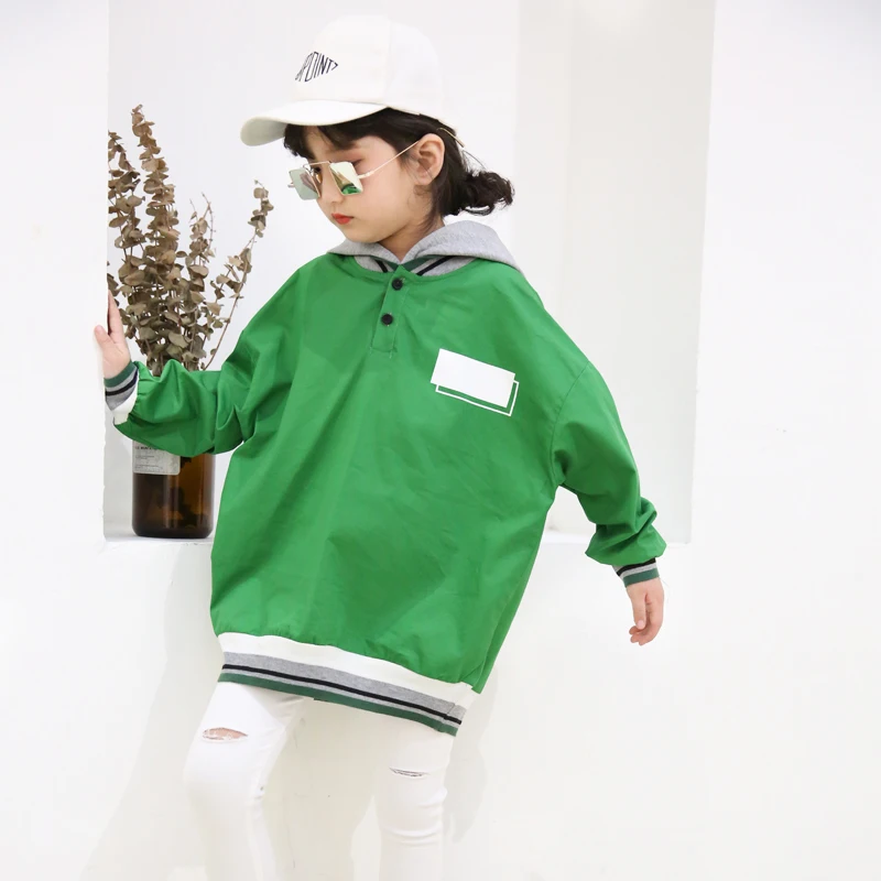 

Girls coat 2019 spring new children's hooded thin section sweatershirt casual wild loose jacket tide girl