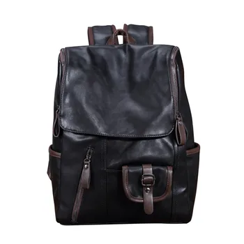 

Brand Preppy Style PU Leather School Backpack Bag For College Simple Design Men Casual laptop backpacks mochila