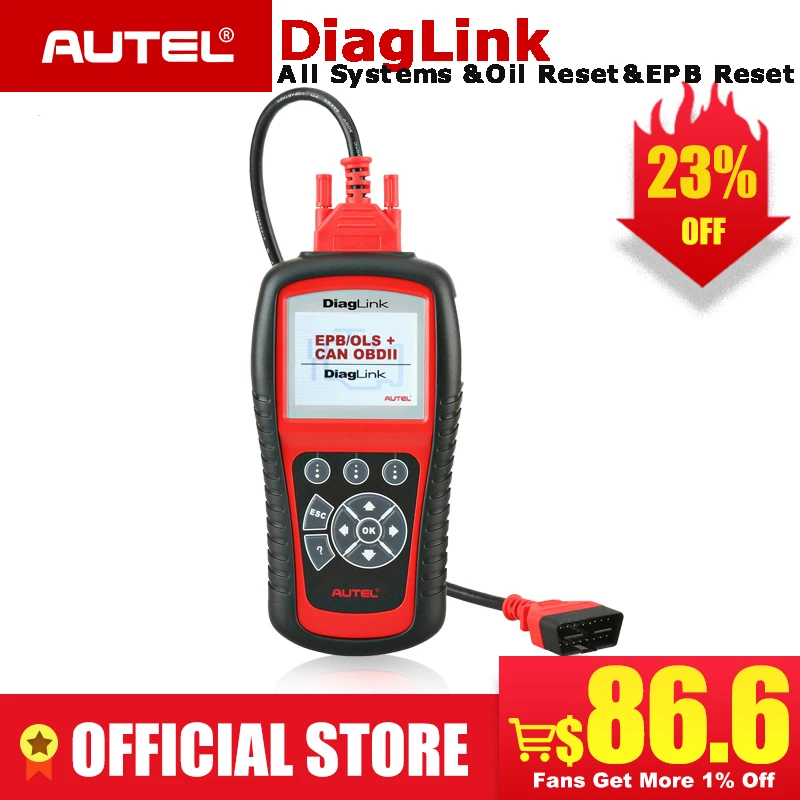 

Autel DiagLink Full System OBD2 Scanner Car Diagnostic Tool OBD 2 EOBD Code Reader Engine ABS Airbag Transmission PK MD802 MD805