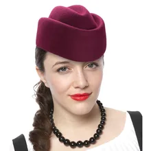 Зимние женские береты, одноцветные шапки-вуалетки, шерстяная шляпа-катер, шляпа стюардессы, авиалинии, шляпы для женщин