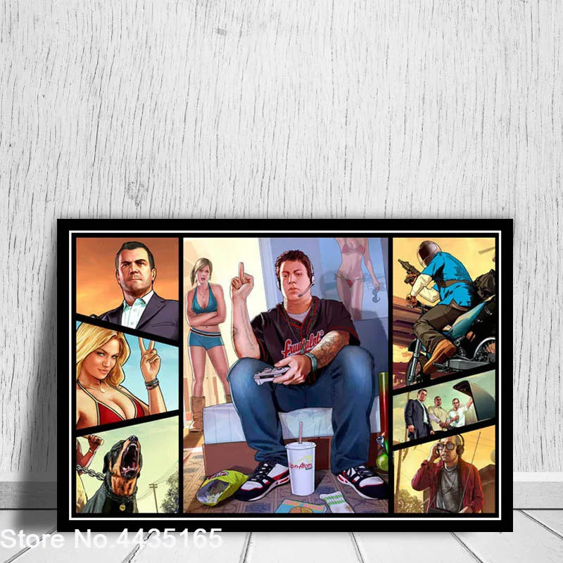 Grand Theft Auto V плакат видео игры GTA 5 сексуальные плакаты пляж и принты Холст Живопись стены Искусство украшение комнаты домашний декор