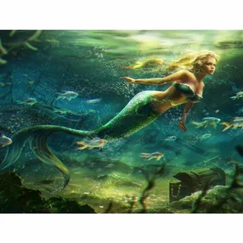 

DIY Mermaid square/round Drill 5D Character Diamond Painting Embroidery Arts Cross Stitch Needlework Home Decor Craft sale